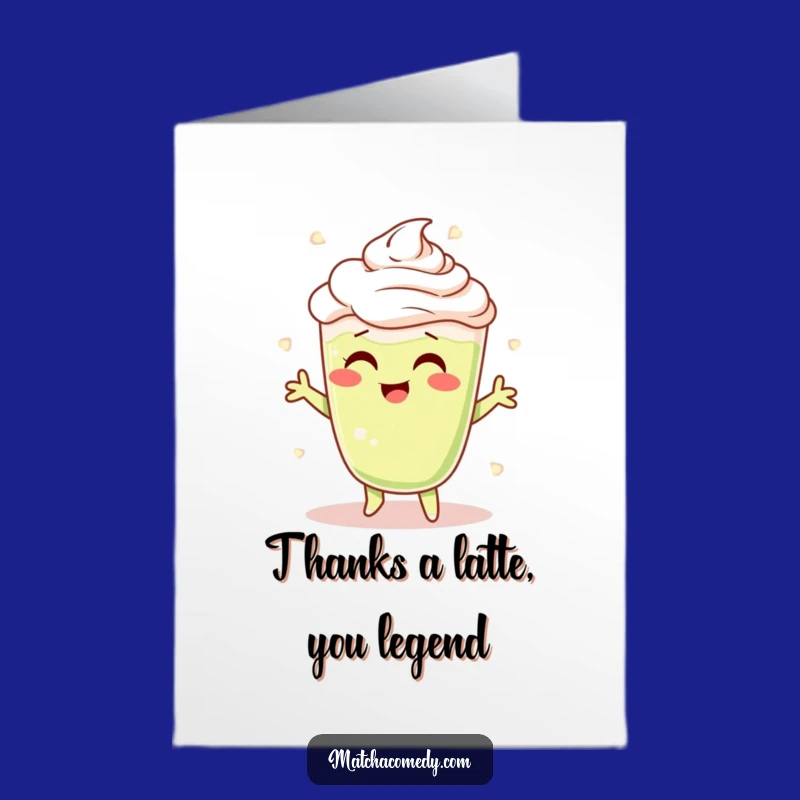 Free Printable Thank You Card: Funny Matcha Latte Shimmying Appreciation Downloadable