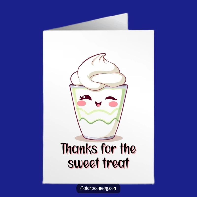 Free Printable Kawaii Matcha Parfait Thank You Card - Funny Wink Downloadable