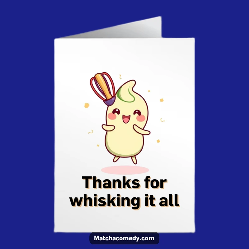 Free Printable Kawaii Matcha Whisk Thank You Card - Funny Dance Downloadable