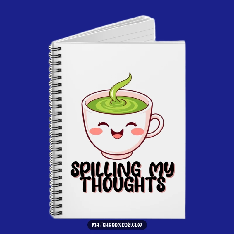 Funny Matcha Notebook: Laughing Kawaii Tea Cup Spilling Green Journal