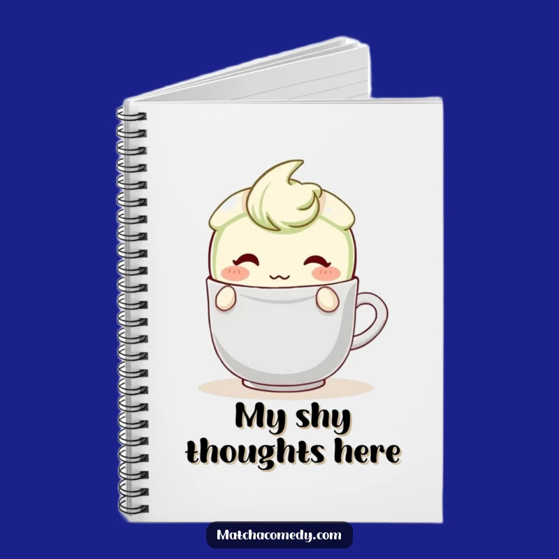 Funny Shy Matcha Latte Notebook: Blushing Character, Teabag Hide, Journal Gift