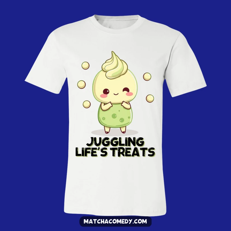 Funny Kawaii Matcha Dessert T-Shirt - Juggling Character, Great Hilarious Gift