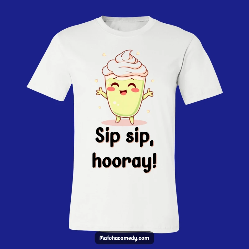 Funny Matcha Latte Shimmy T-Shirt: Cheerful Character's Frothy Dance, Awesome Gift!