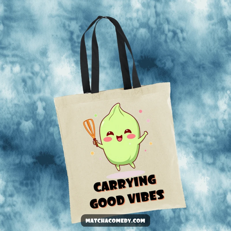 Funny Matcha Whisk Tote Bag: A kawaii matcha whisk dances with joy, making errands more lively and stylish.