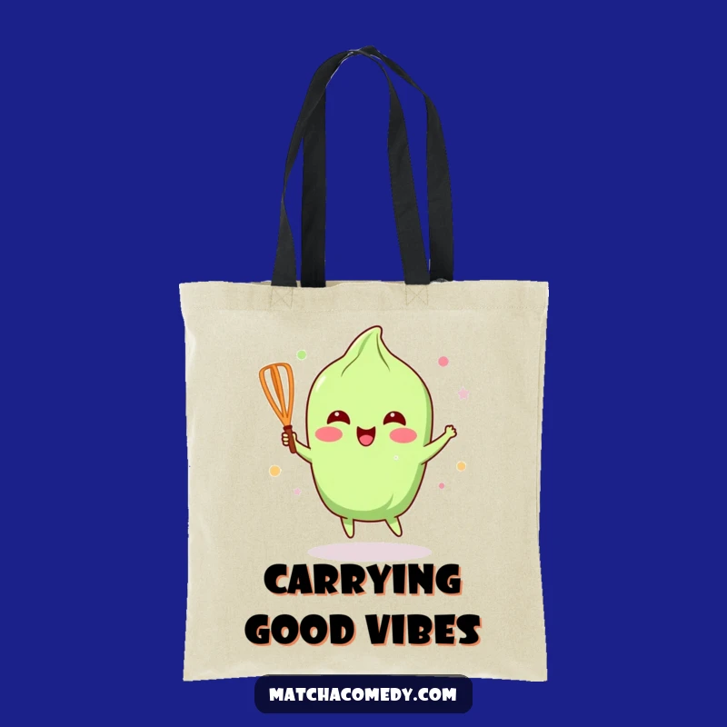 Funny Happy Matcha Whisk Tote Bag: Joyful & Cute Bag Gift