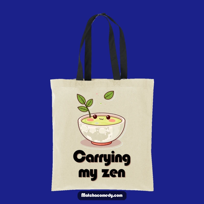 Funny Kawaii Matcha Bowl Tote Bag - Amused Character, Ideal Hilarious Gift