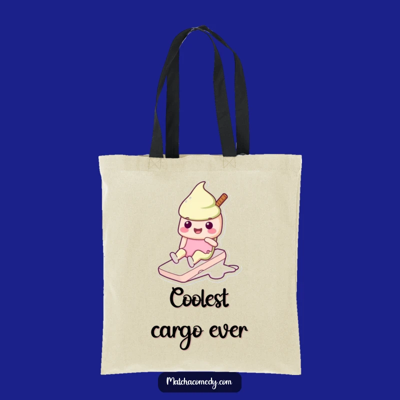 Funny Matcha Ice Cream Slide Tote Bag: Cute Kawaii Character, Perfect Gift