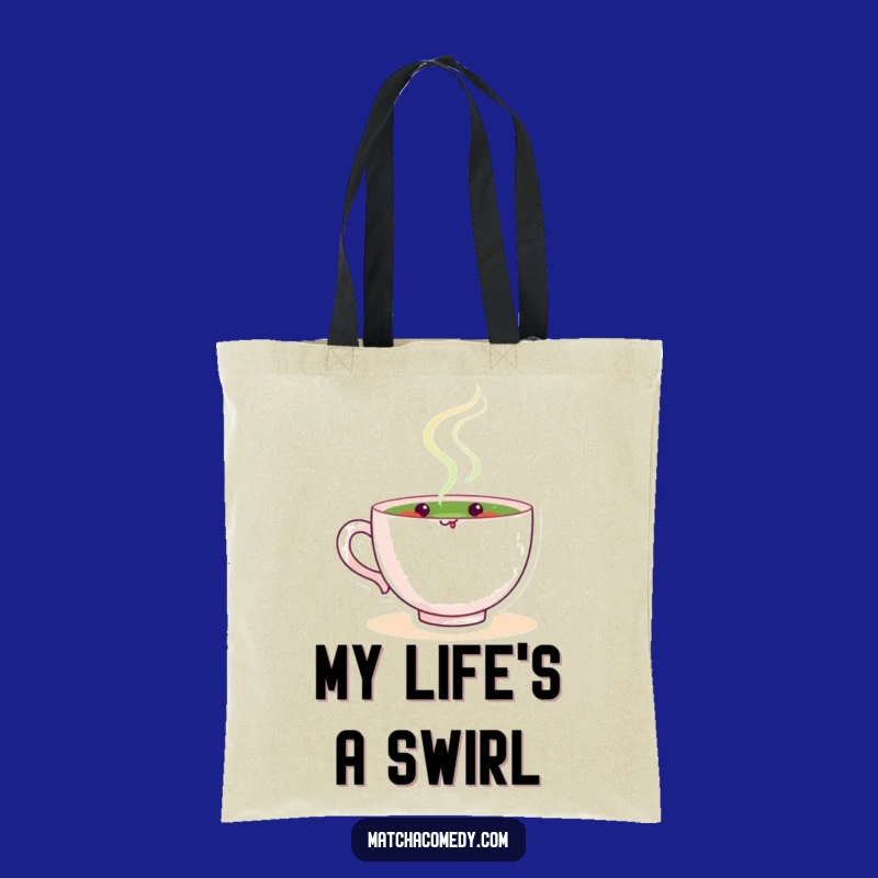 Funny Matcha Stirring Tote Bag: Happy Tea Cup, Great for Errands & Gifts!